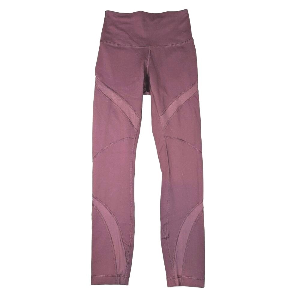Lululemon High Times Wrap Mesh Leggings Women 4 Bordeaux Drama Wine Yoga Fitness